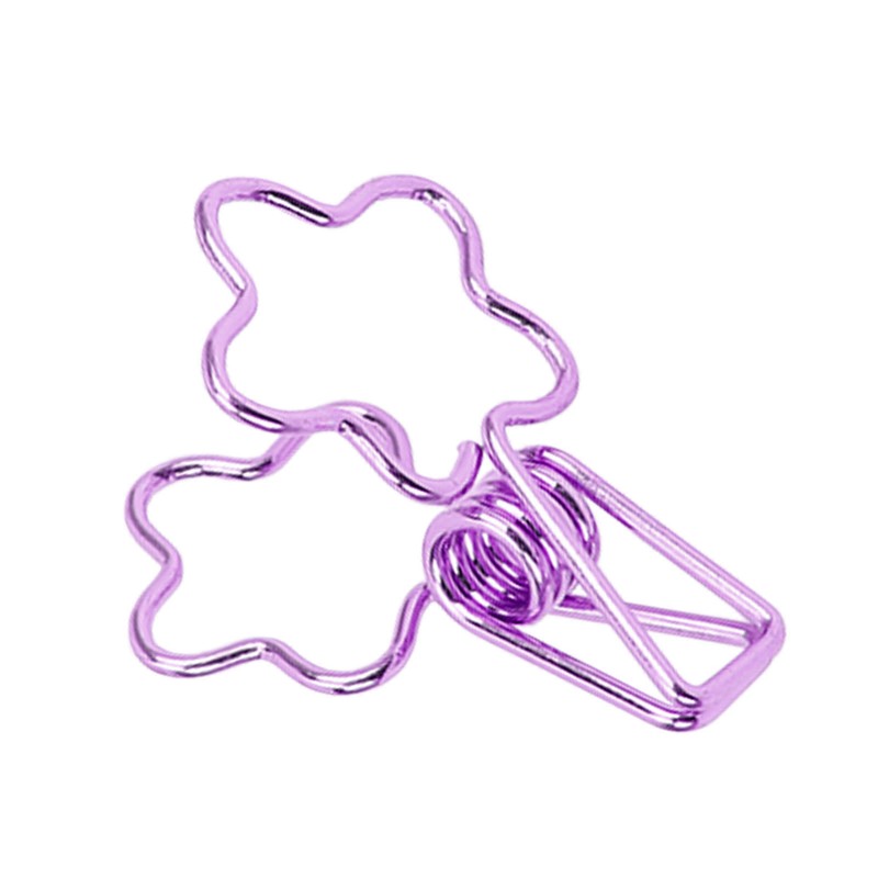 100pcs Binder Clips Cute Flower Shape Metal Hollowed Long Tail