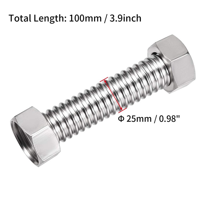sourcing map Corrugated Pipe Stainless Steel Water Pipe G1 Internal