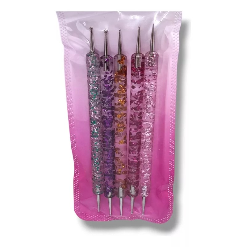 Xiaoya 5 Punteros Glitter Dobles Para Manicura Y Decoración De