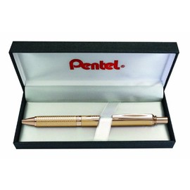 Pentel EnerGel Liquid-Gel Sterling BL407X-BOX Rollerball Pen with All-over Gold-coloured Casing Stroke Width 0.35 mm Ball Diameter 0.7 mm Black
