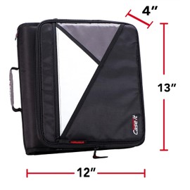 Case-it The Universal 2.0 Zipper Binder -1.5 Inch O-Ring - Removable Padded Pocket Holds Up to 13" Laptop/Tablet - Multiple Pockets - 325 Page Capacity - Comes with Shoulder Strap - Jet Black LT-207