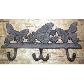 Vintage Cast Iron Victorian Style Butterfly Towel Coat Hooks Hat Hook Key Rack Rustic