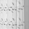 Tollpiz Grey Leaf Sheer Curtain Leaves Embroidered Bedroom Short Curtains