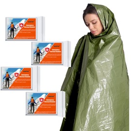 RAINPOH Emergency Mylar Thermal Blanket 82 * 64 in(4 Pack), Gigantic Space Blanket, Survival Blankets Heavy Duty Camping Gear, First Aid, Silver…