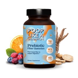 Poop Like a Champion Gomitas De Fibra: 5 G De Fibra Por Porción, Sin Ogm, Veganas, Favorecen La Digestión, 60 Unidades Por Botella 60 Unidades (Paquete De 1)