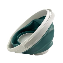 SAMMART Collapsible Plastic Bucket - Foldable Round Tub with Handle - Pop Up Saving (Grey/Jade Crystal, 10L)