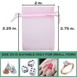 TheDisplayGuys 100-Pack XS 2 x 2 3/4" Pink Sheer Organza Gift Bags with Drawstring, Jewelry Candy Treat Wedding Party Favors Mesh Pouch