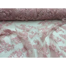 new creations fabric and foam inc Elegant Pink Hand Beaded  Mesh Lace-Wedding/B