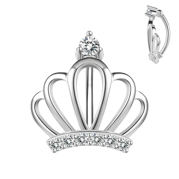 AccGin 14G 925 Sterling Silver Clicker Belly Button Ring Crown