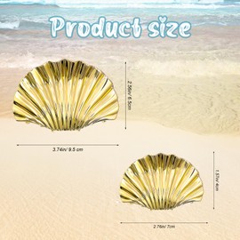 Shell Claw Clip, 2 Pcs Metal Seashell Hair Clip Hair Accessories for Women and Girls, Hairse Claw Suitable for Most Hairstyles, Such as Thick and Long Hairs, Straight and Curly Hairs (Gold)