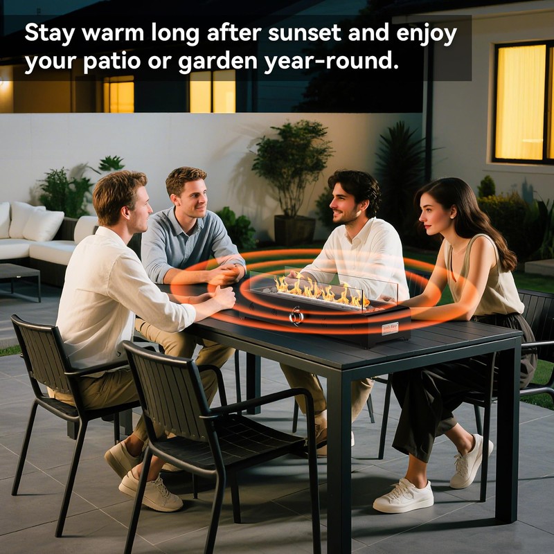 Onlyfire 28'' Tabletop Fire Pit, Outdoor Propane Gas Firepit Side-Mounted