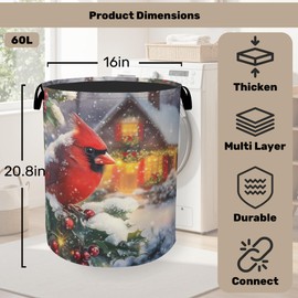 Red Cardinal Cottage Foldable Laundry Hamper - Waterproof Fabric Storage Basket with Handles, Clothes Hampers for Laundry,Bedroom,Dorm