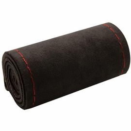 Fit 14.5-15inch Diameter Microfiber Leather Sporty Steering Wheel Cover Universal Fits for 97% Truck,SUV,Cars, Anti-Slip Safety Comfortable Desgin-Suede-Black Red Line