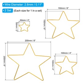 PATIKIL Dream Catcher Rings Set, 2 Set 4 Sizes Metal Star Shape Macrame Wreath Floral Ring Hoop for Christmas Decor Home DIY Craft Wedding Wall Hanging Decoration, Gold