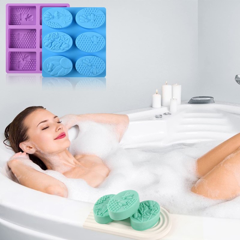 Sakolla Sakolla 2 Pack 6 Cavity Bee Silicone Soap Molds