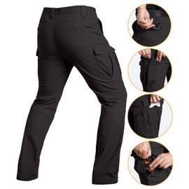 NAVEKULL Men's Tactical Pants Lightweight Stretch Flex Work Pants Cotton Relaxed Fit Cargo Pants Multi Pocket EDC Utility Construction Pants Military Combat Trousers Outdoor Hiking Pants Black