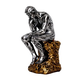 SAINWORDS The Thinker Statue Figurine Thinking Man Resin Decor Sculpture (Silver)