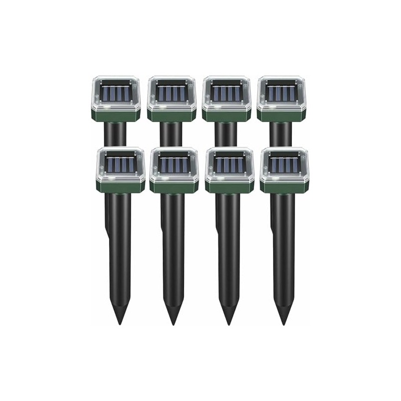 Mole Repellent Solar Powered, 8 Pack Waterproof Ultrasonic Gopher Vole