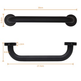 SENENQU 2 Pack Shower Grab Bar, 12 inch / 30cm Space Aluminum Bathroom Grab Rail Safety Handrail Support - Black