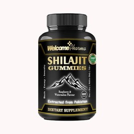 Welcome Pharma Pure Shilajit Gummies — 1000mg Shilajit Resin Himalayan Natural Energy, Immune Support, and Stamina Enhancer — Fulvic Acid & 85 Trace Elements, Raspberry & Watermelon Flavor(60 Gummies)