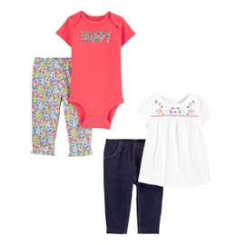 Simple Joys by Carter's Baby Girls' 4-Piece Bodysuit, Top, and Pant Set