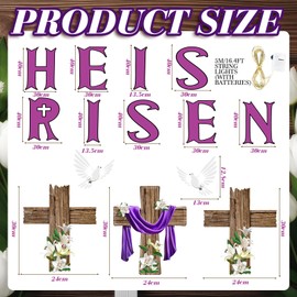 Lineshading 14 Pcs Easter Religious Decorations Outdoor He Is Risen Yard Stakes Happy Easter Lawn Signs Waterproof Christian Cross Peace Dove for Outside Church Home Garden Porch Party