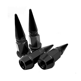 Car Wheel Tire Valve Caps, 4 Pack Spiked Aluminum Valve Stem Caps, Attractive Dustproof Car Accessories, Universal for Most Vehicles (Black)