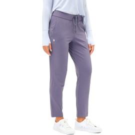 G Gradual Women's Pants with Deep Pockets 7/8 Stretch Sweatpants for Women Athletic, Golf, Lounge, Work (Purple, Large)