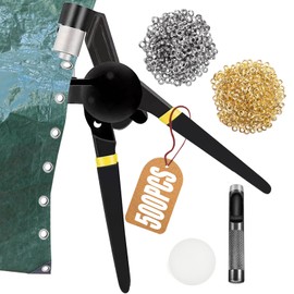 Grommet Tool Kit,Heavy Duty 3/8 Inch Handheld Eyelet Kit Manual Grommet Press Machine Plier Rivet Press with 500pcs Grommets Hole Punching Tool Eyelet Tool Kit for Fabric,Banner,Canvas Leather DIY