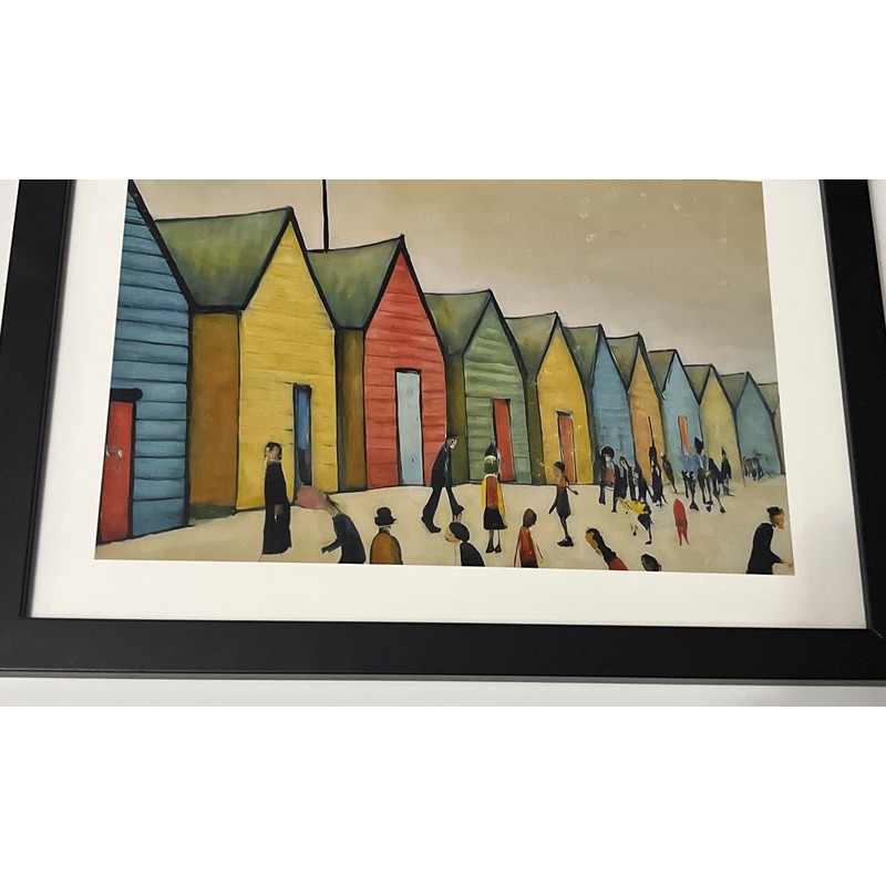 Greetingles Lowry-Style Framed Print. Beautiful Black Ash Frame (Lowry, LS