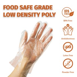 GORILLA SUPPLY 1000 BPA Free Premium Disposable Gloves Poly PE LDPE Plastic for Kitchen Food Handling Food Prep Latex & Powder Free (1000 Count, Large)