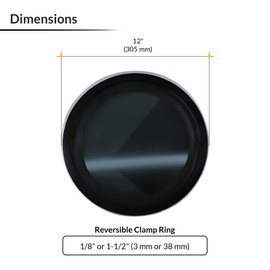 Brixwell 12" Dark Tinted Round Porthole Window Tempered Glass for 1/8" or 1-1/2" Wall with Black Powder Coated Aluminum Frame for Van Window Replacement, 31% Dark Tint