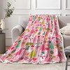 JAWO Pink Christmas Snowman Chunky Fleece Blanket Throw Blanket for