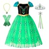 ReliParty Girls Princess Costume Dress up Green, with Accessories, 6-7/130