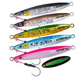 Goture Fishing Jigs Saltwater 200g with Assist Hook, Glow Vertical Jigs, Speed Fast Lead Jig Sea Fishing Jigging Spoon Lures for Tuna, Salmon, Sailfish, Striped bass, Grouper Snapper, Kingfish