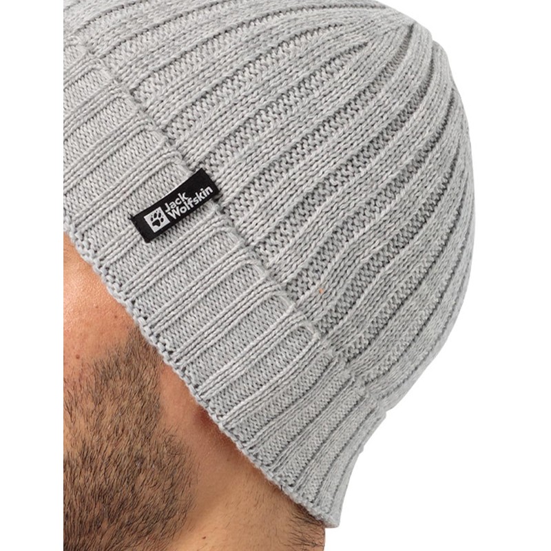 Jack Wolfskin Rib Knit Beanie Hat, Grey Heather, 1-Size
