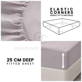 Double Bed Fitted Sheet 10"(25cm) Deep Pocket |Polycotton Bedding Elastic Corners Bed Sheet Double (135X 190 Cm) | Washable Linen | Grey