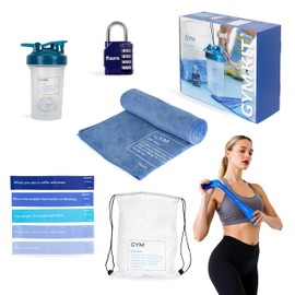 FISURA – Original Gym Kit. Includes: 5 Resistance Bands, 1 Protein Shaker, 1 Towel, 1 Lock, and 1 Drawstring Bag. Fitness Gift. Gym equipment