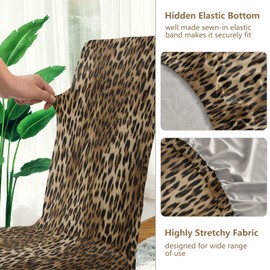 xigua Vintage Leopard Print Chair Covers for Dining Room, Soft Stretch Seat Slipcover, Washable Removable Dining Chair Protector, Set of 4