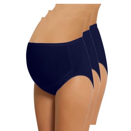 NBB Women's Adjustable Maternity Panties High Cut Cotton Over Bump Underwear Brief (XX-Large, 3 Pack - Navy)