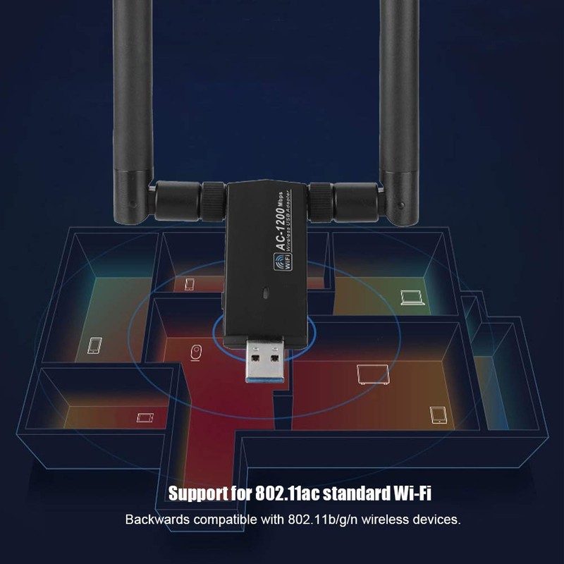 USB Network Card,RTL8812AU AC USB 2.4G/5.8G Dual-Band WiFi Dongle Adapter,Support