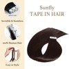 Sunfly Dark Brown Invisible Tape in Hair Extensions Human Hair