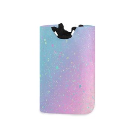 senya Large Storage Basket Collapsible Organizer Bin Laundry Hamper for Nursery Clothes Toys, Unicorn Background with Rainbow