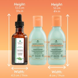 Nature Spell Hair Growth Travel Set, Includes Rosemary Oil, Shampoo & Conditioner, Nourishing & Strengthening, Vegan, Set of 3