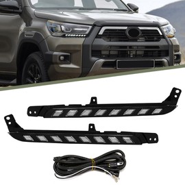 AFOGGEST Daytime Running Light For Toyota Hilux Revo 2020 2021 2022 2023 Dynamic Turn Signal Lamp For Hilux Rocco LED Light Bar with Wire Harness