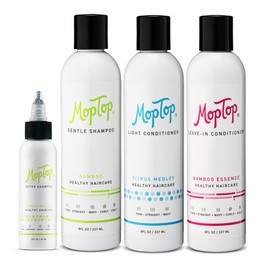 MopTop Wavy Hair Products Set, Treatment Routine For Wavy Hair, Detox Shampoo, Gentle Shampoo, Daily Conditioner, Curly Hair Gel, Moisturizing Lightweight Hold Haircare Bundle