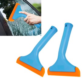 Wuyaoyao 2PCS Silicone Squeegee, Small Squeegee for Car, Automotive Mini Window Squeegees, Shower Squeegees, Water Wiper Cleaning Tool for Car Windshield, Window, Mirror, Glass Door (Blue)
