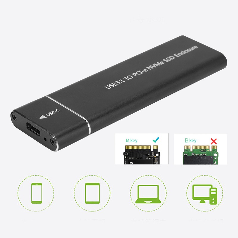 USB3.1 to M.2 for NVME HDD Enclosure for Windows 98