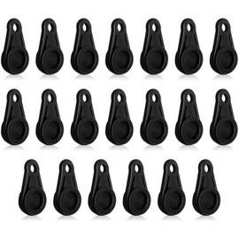 Moicstiy 20 Pcs Tarp Clips, Movable Tarp Tie Down Clips, No-Damage Grip for Outdoor Camping, Tent, Awning, Banner, Cover & Plastic Sheeting (Black)