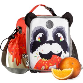 Trueché 8L Insulated Lunch Bag Kids - Adjustable Bottle Holder & Shoulder Bag Strap, Water-Resistant Leakproof Cooler Bag for Kids, Boys, Girls School & Picnic, Panda Donut